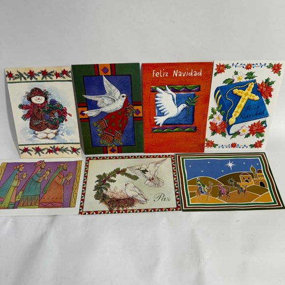 Vintage 30 Spanish Christmas Cards 16 Designs x 2 English Translation Made USA - Picture 2 of 3